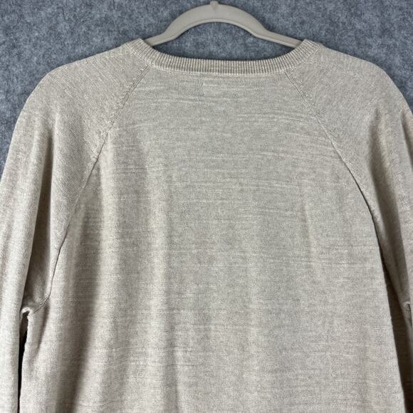 J Crew Raglan Budded Crewneck Sweater Mens Medium Beige Cotton Knit Preppy NEW - Picture 11 of 14